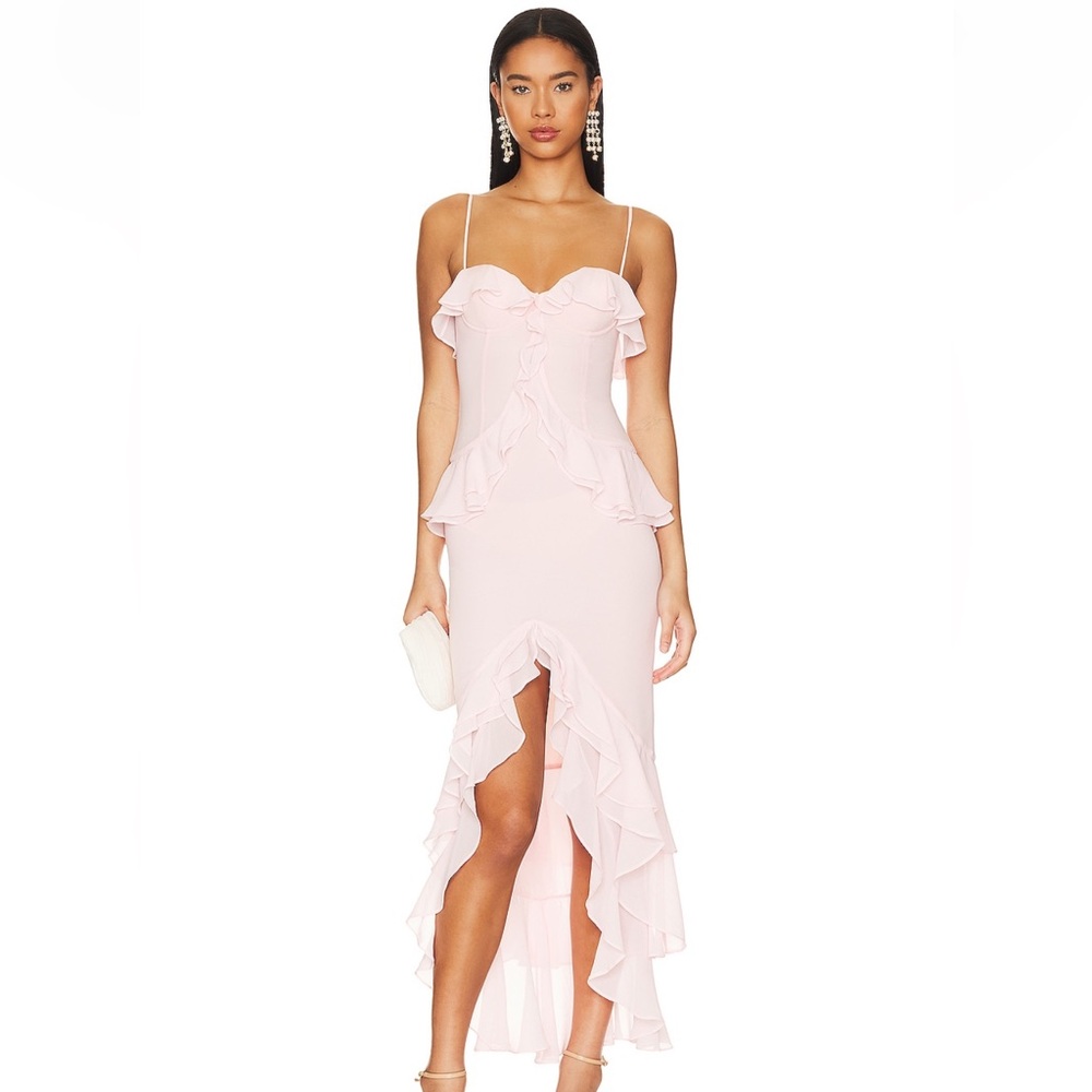 Lovers + Friends Melissa Baby Pink Ruffle Gown